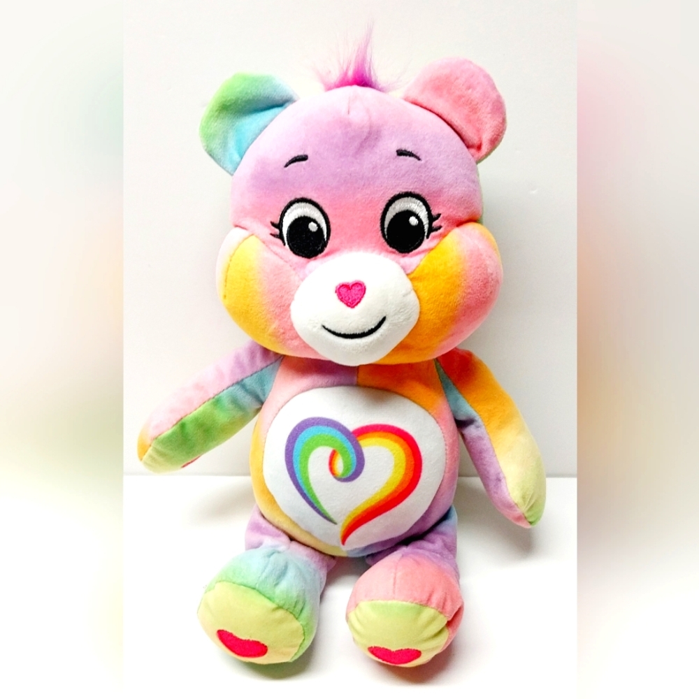 Care Bears Togetherness Bear Multicolor Pastel Plush 12in Stuffed Animal GUC